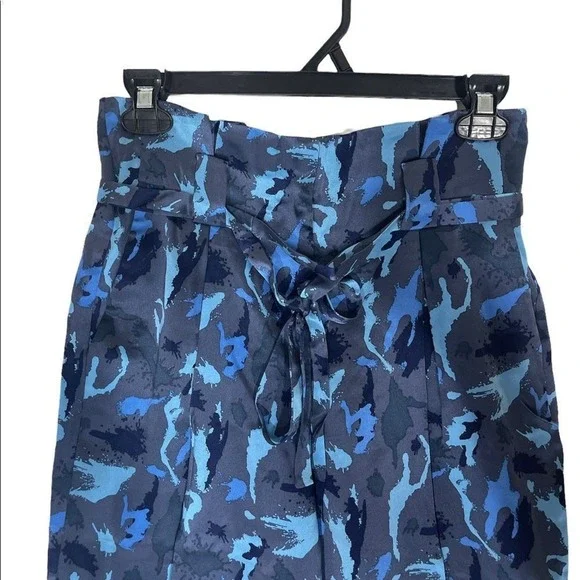 L'AGENCE Madeline High‎ Waist Silk Safari Camo Blue Prints Pants Size 2